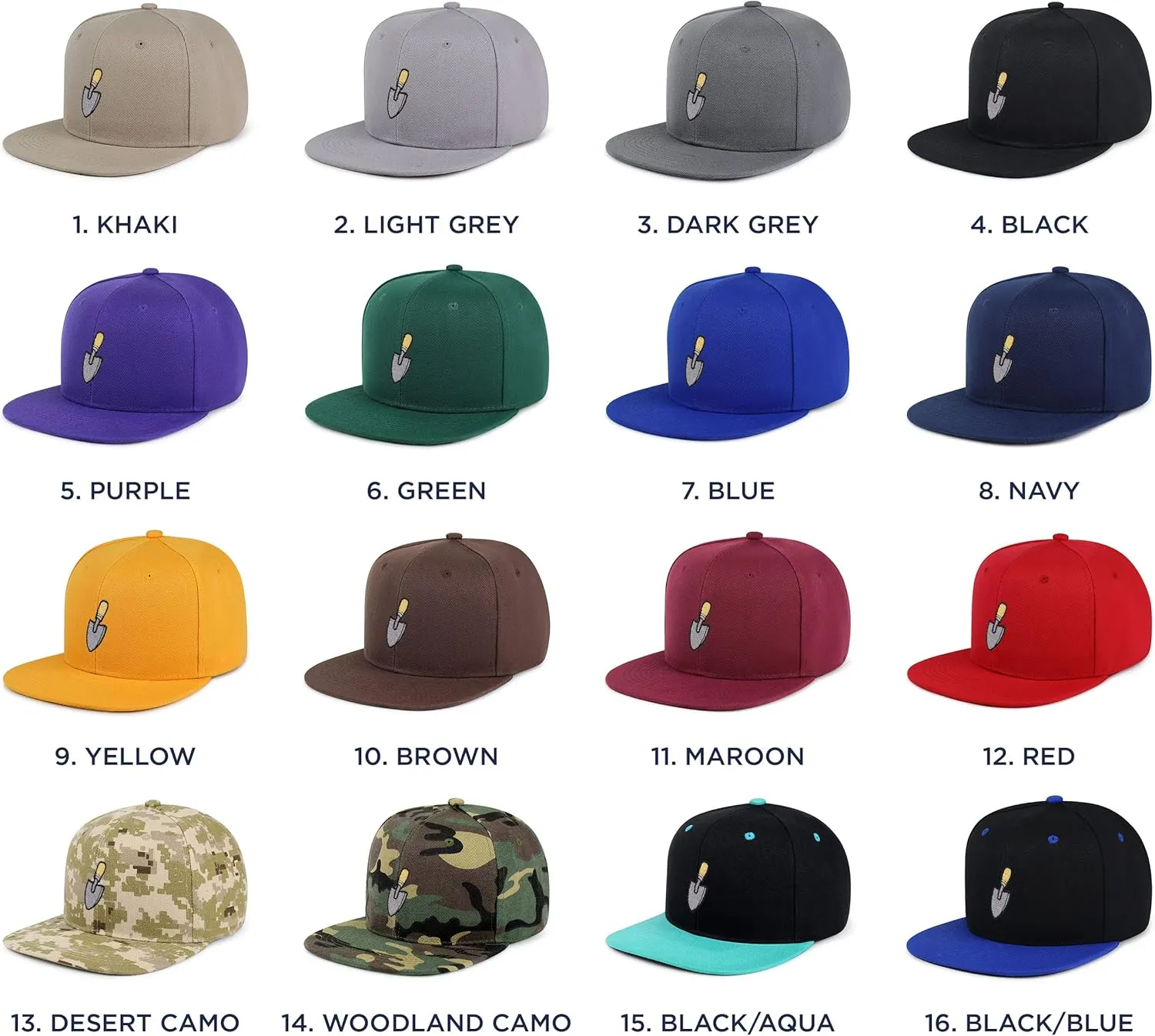 JPAK Shovel Hip-Hop Snapback Hat Embroidered Baseball Cap Tool