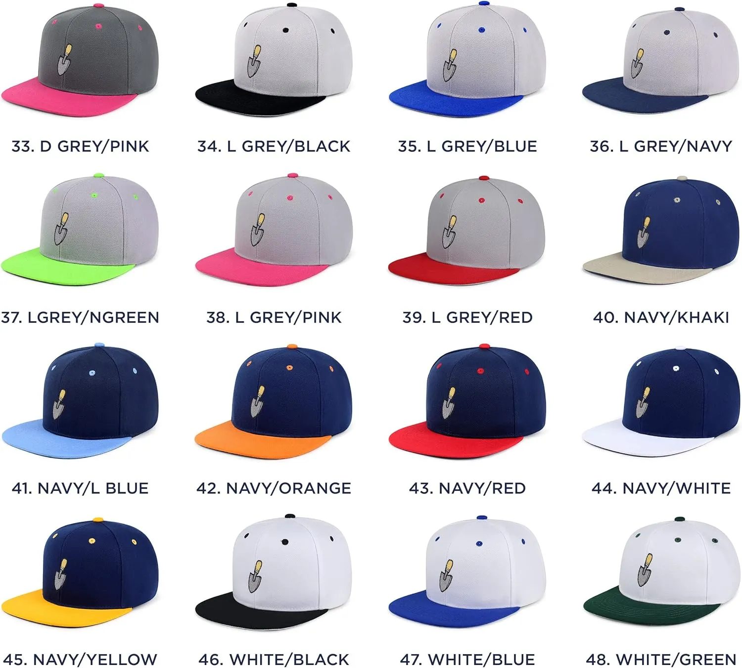JPAK Shovel Hip-Hop Snapback Hat Embroidered Baseball Cap Tool