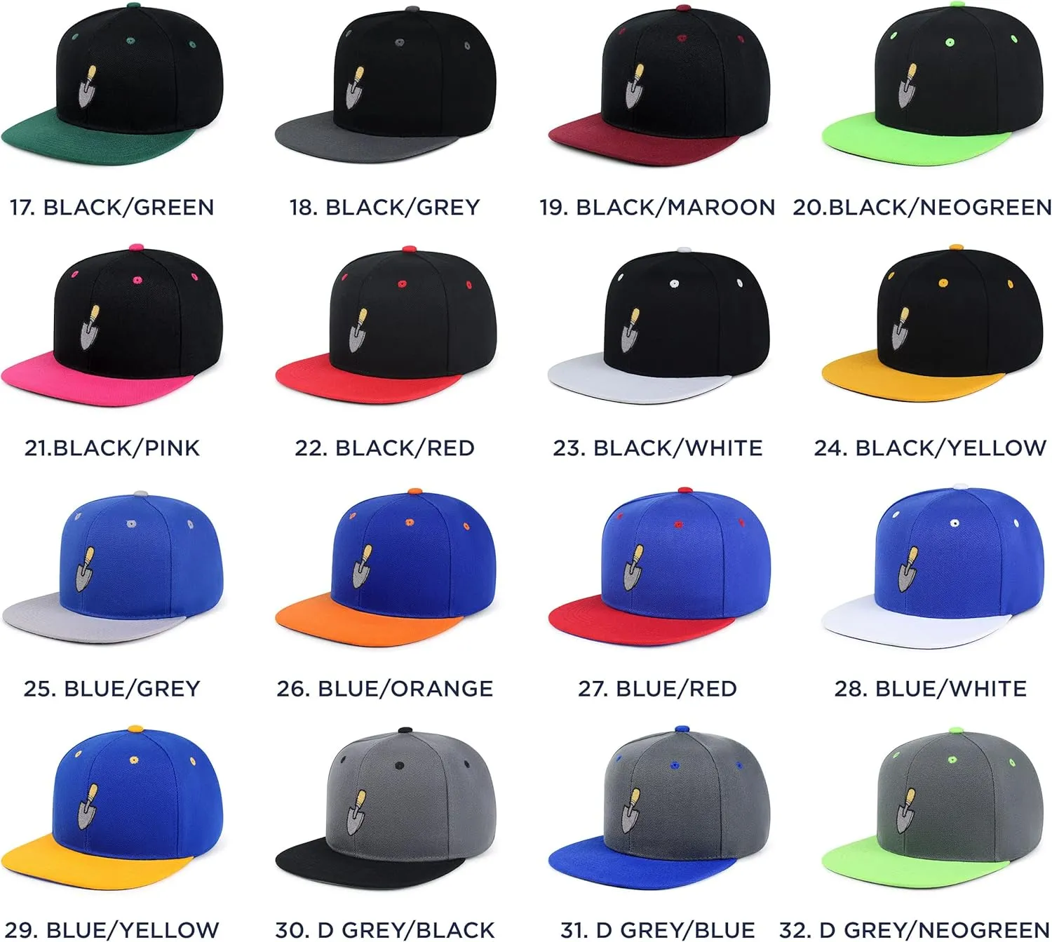 JPAK Shovel Hip-Hop Snapback Hat Embroidered Baseball Cap Tool
