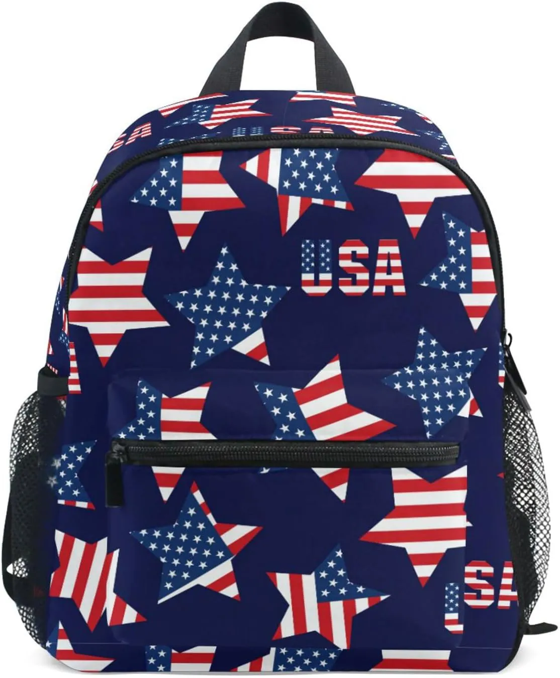 JUNZAN American Flag Stars Patriotic Mini Backpack for Boys Girls Toddler Kid Preschool Bookbag Student Bag Travel Daypack