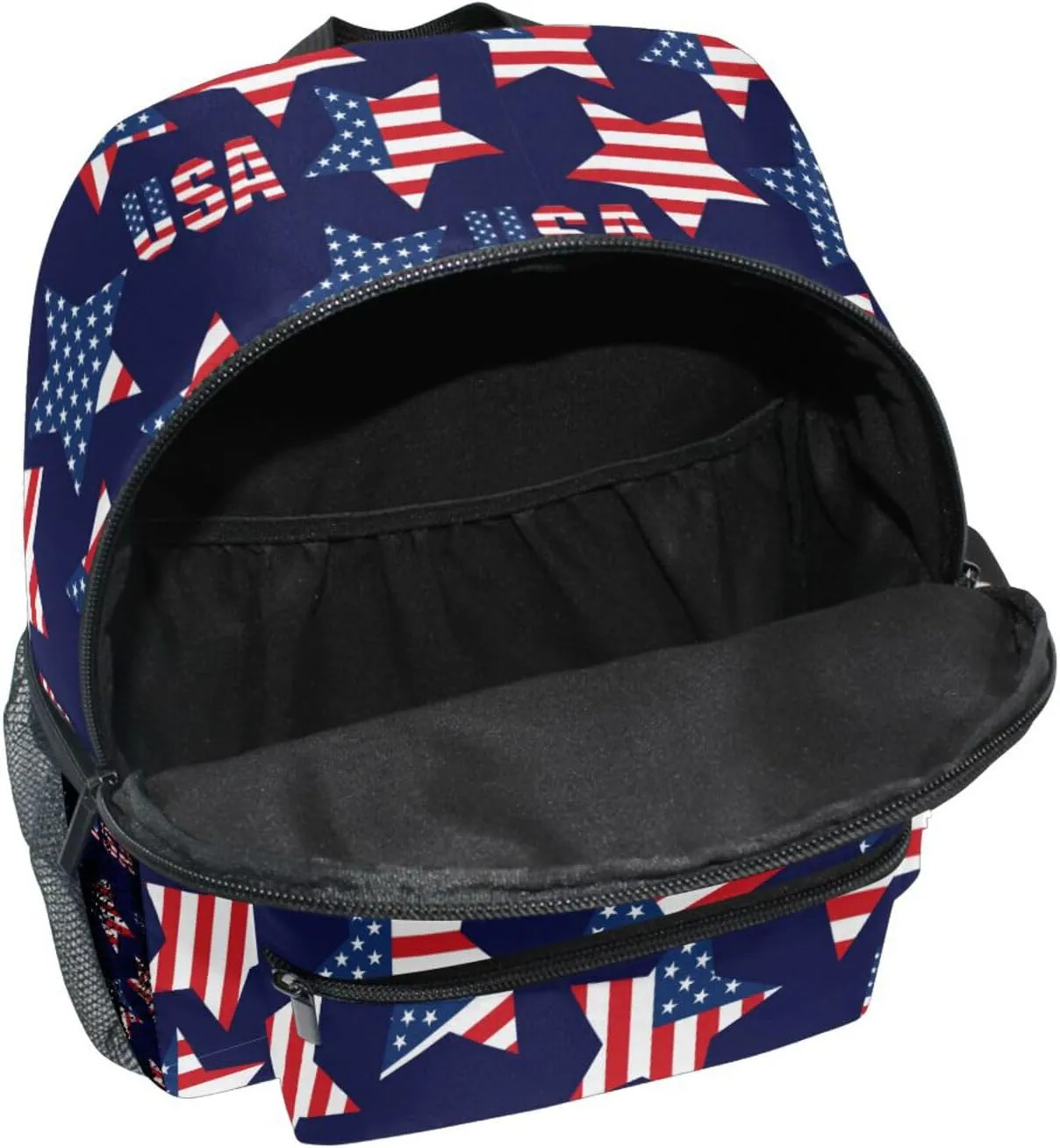 JUNZAN American Flag Stars Patriotic Mini Backpack for Boys Girls Toddler Kid Preschool Bookbag Student Bag Travel Daypack