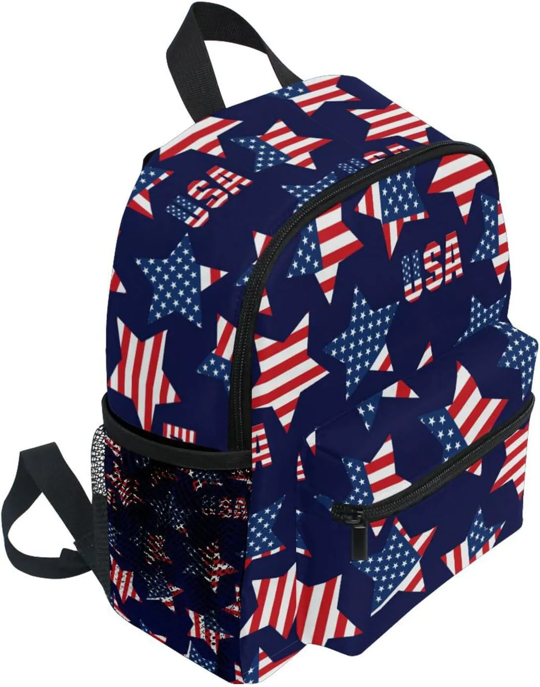 JUNZAN American Flag Stars Patriotic Mini Backpack for Boys Girls Toddler Kid Preschool Bookbag Student Bag Travel Daypack