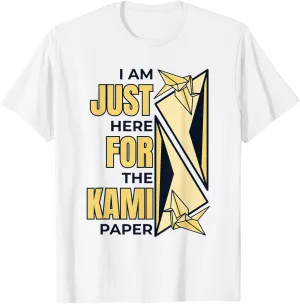 Just Here For The Kami Paper Folding Owl Paper Crane Origami T-Shirt