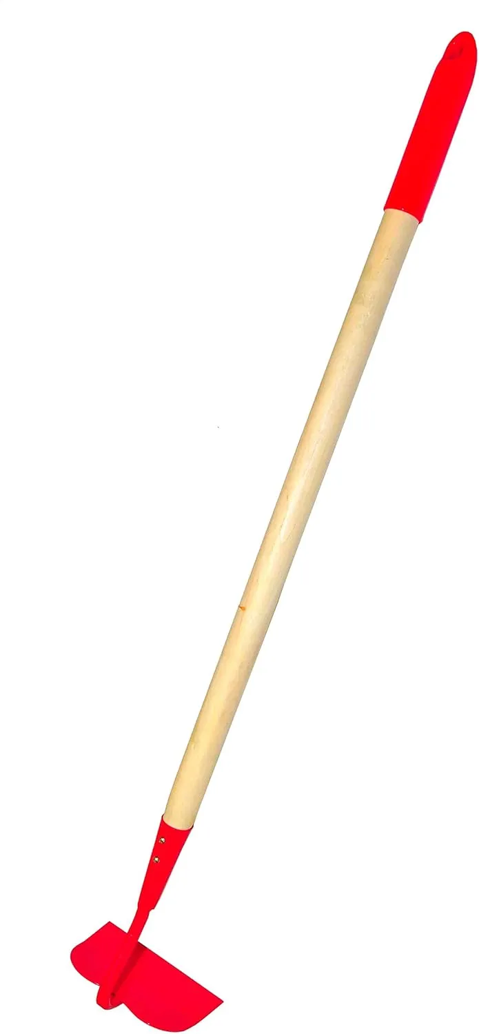 JustForKids Kids Garden Tool Set Toy, Rake, Spade, Hoe and Leaf Rake, reduced size , made of sturdy steel heads and real wood handle, 4-Piece, Multicolored, 5yr 
