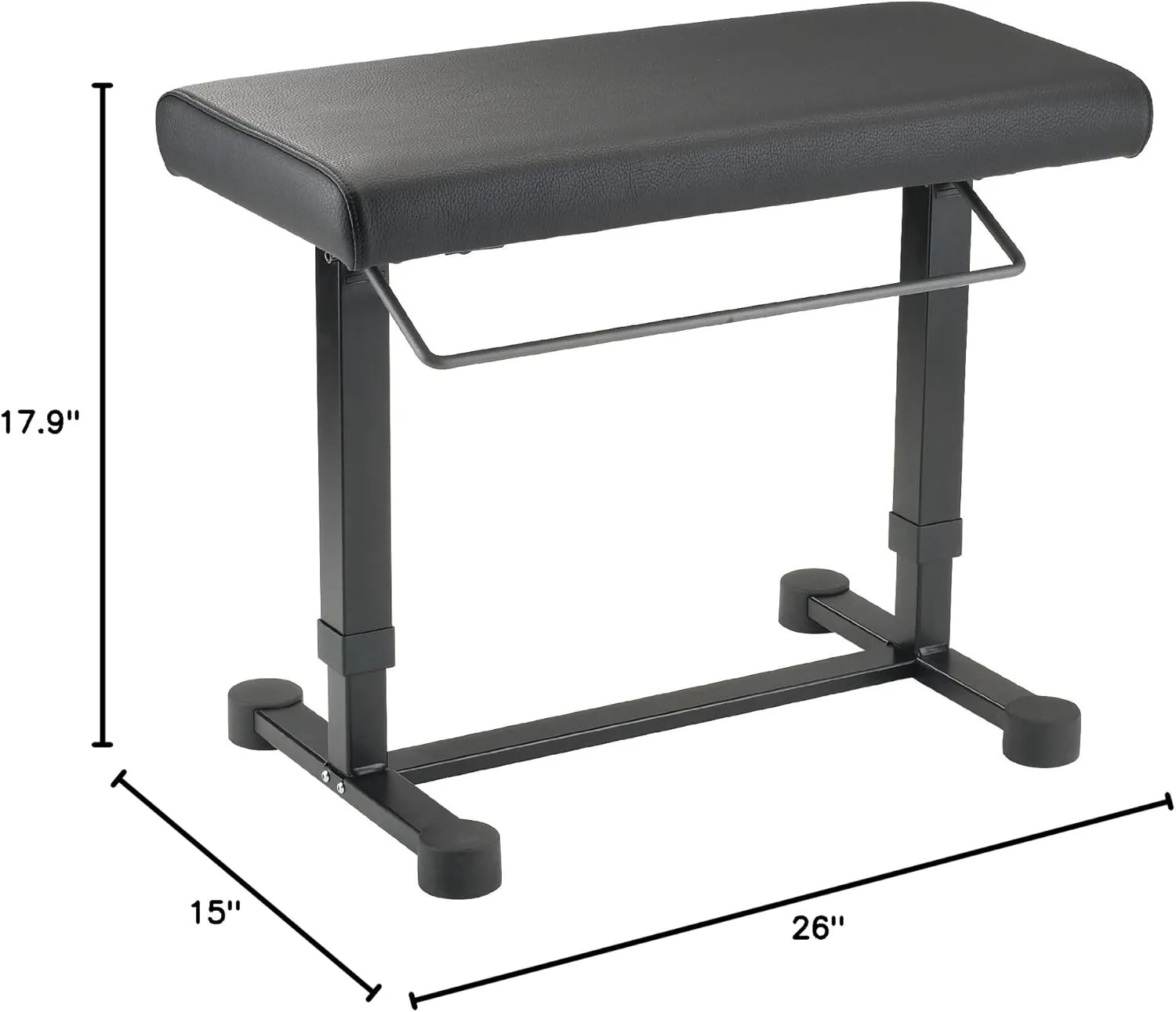 K&M König & Meyer 14080.000.55 Piano Uplift Bench | One-Hand Spring Height Adjust | Thick Padded Large Seat | Wide Frame for Legroom | Pre-Assembled | Breaks Down Compact | German Made | Black