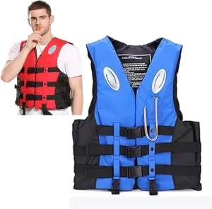 Kayak Fishing Life Jacket, Paddle Board Life Jacke with Adjustable Waist Belt, Crotch Belt, Whistle for Perfect for Outdoor Water Sports（20KG-100KG）(Blue,Large)