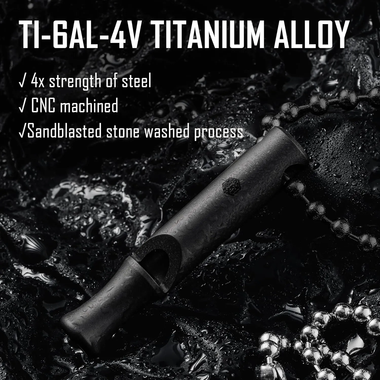 KeyUnity Titanium EDC Whistle Outdoor Emergency Whistle for Keychain, Comes with Necklace to Hang on Neck