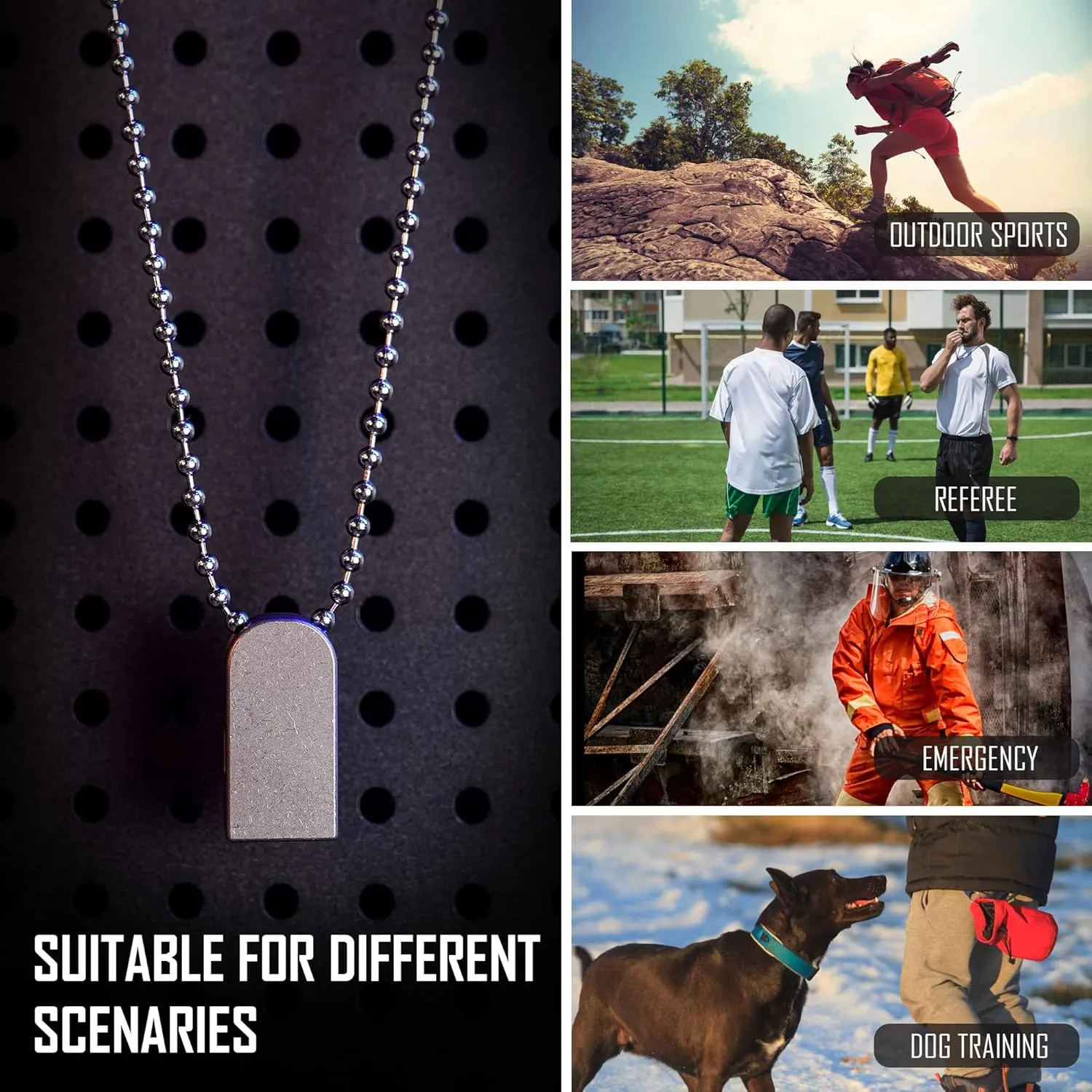 KeyUnity Titanium EDC Whistle Outdoor Emergency Whistle for Keychain, Comes with Necklace to Hang on Neck