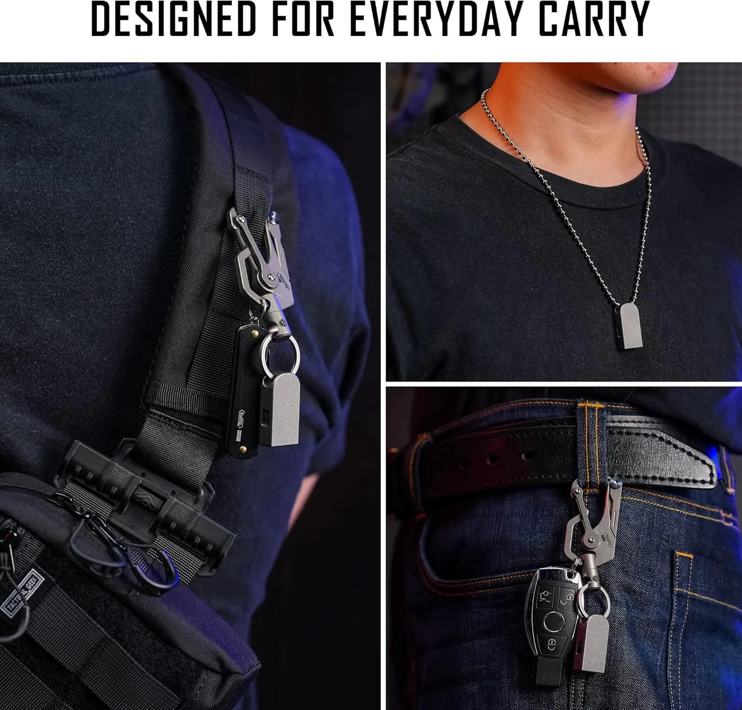 KeyUnity Titanium EDC Whistle Outdoor Emergency Whistle for Keychain, Comes with Necklace to Hang on Neck
