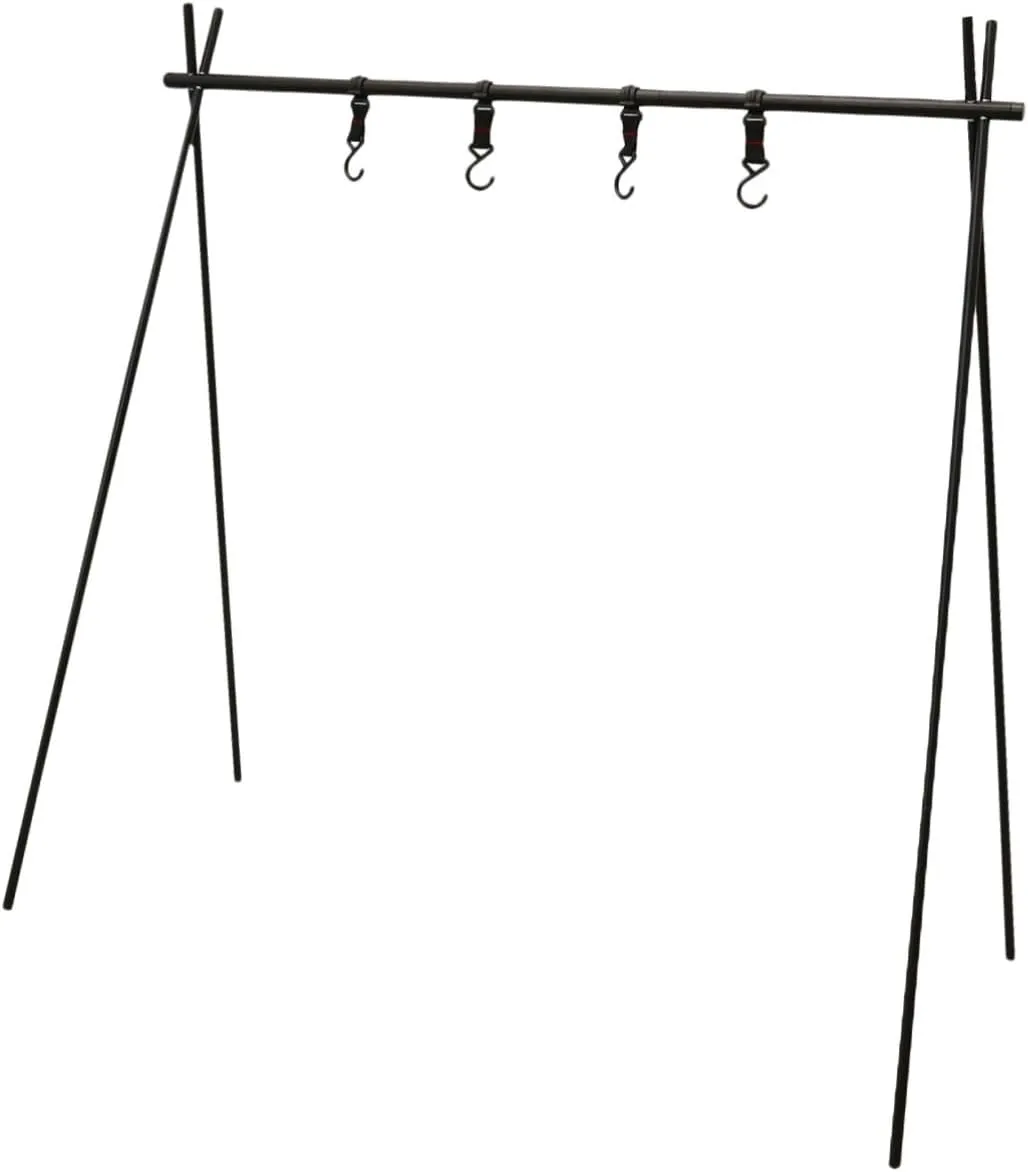KICHOUSE Multi-functional Camping Organizing Rack Tripod Clothes Rack Folding Camping Kit Stable Durable