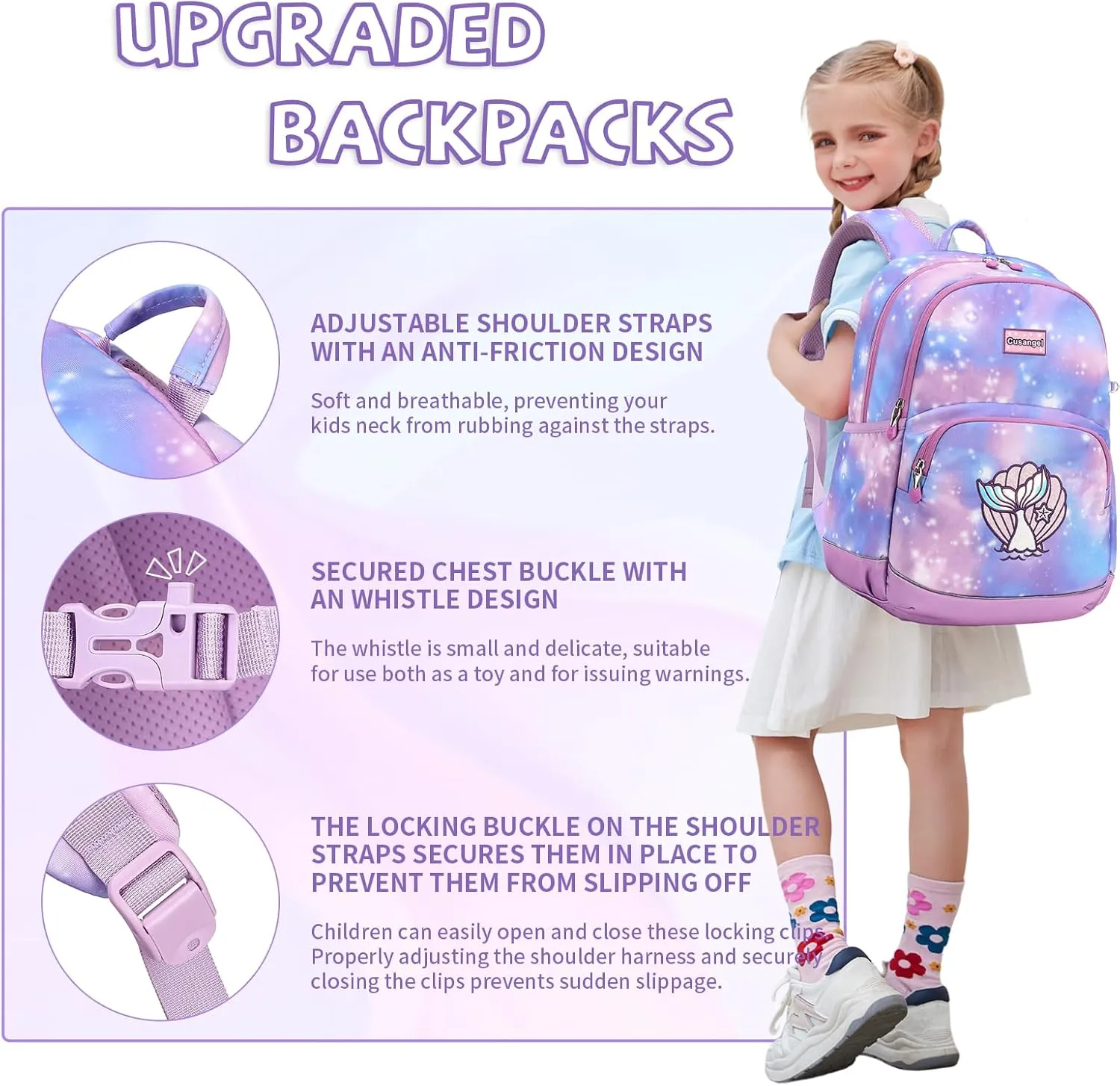 Kids Backpack for Girls Preschool Elementary Kindergarten School Bag 15.6″ Multifunctional Cute Large Capacity