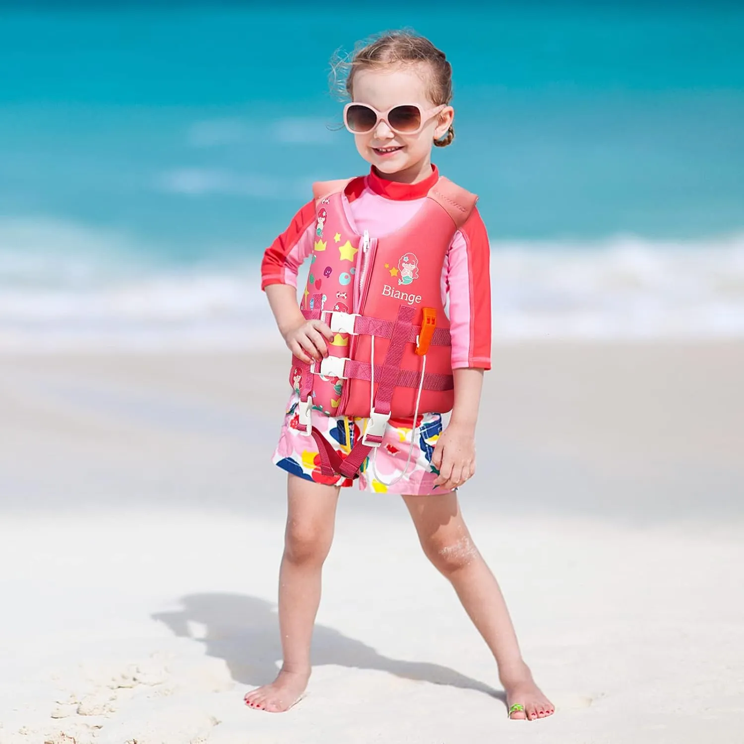 Kids Swim Vest, Child Swimming Jacket Toddler Floaties Swim Float Aid with Emergency Whistle for Boys Girls Ages 1-9 Years Old