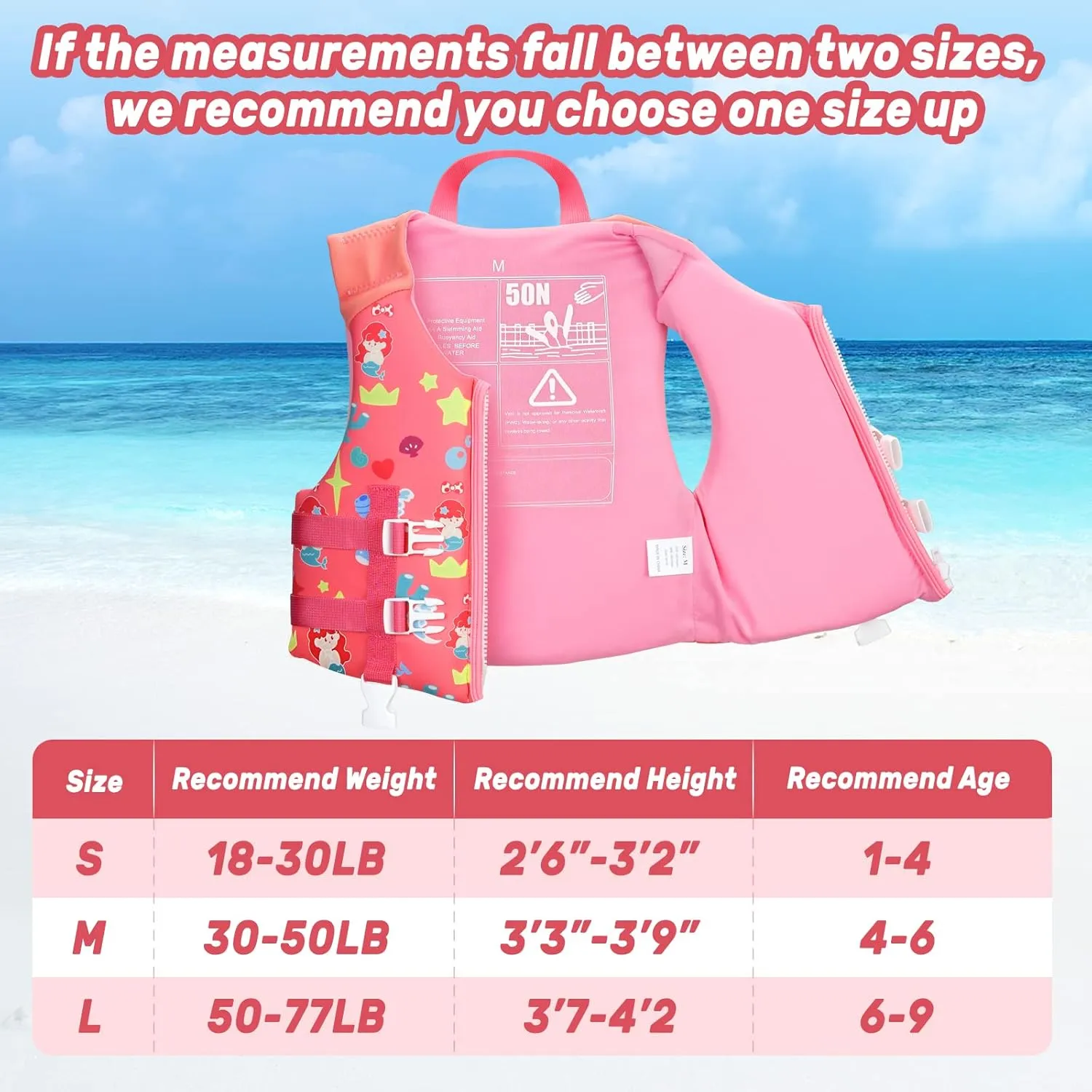 Kids Swim Vest, Child Swimming Jacket Toddler Floaties Swim Float Aid with Emergency Whistle for Boys Girls Ages 1-9 Years Old