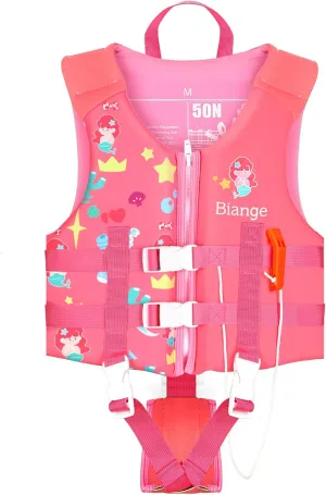 Kids Swim Vest, Child Swimming Jacket Toddler Floaties Swim Float Aid with Emergency Whistle for Boys Girls Ages 1-9 Years Old