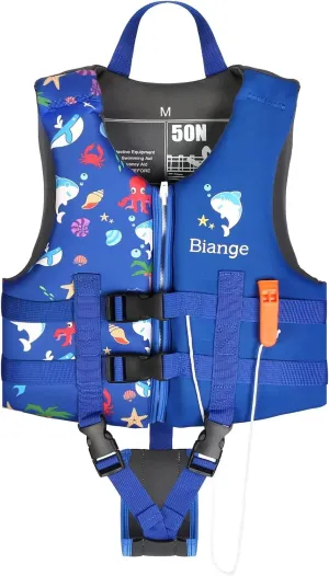 Kids Swim Vest, Child Swimming Jacket Toddler Floaties Swim Float Aid with Emergency Whistle for Boys Girls Ages 1-9 Years Old