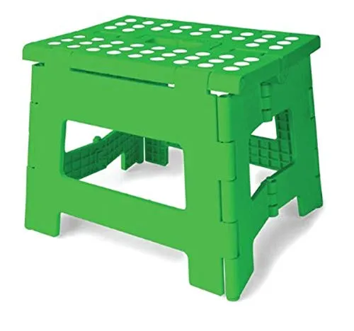 Kikkerland Rhino Easy Fold Step Stool, Short, Green