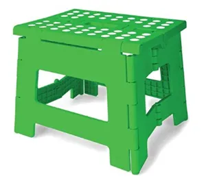 Kikkerland Rhino Easy Fold Step Stool, Short, Green