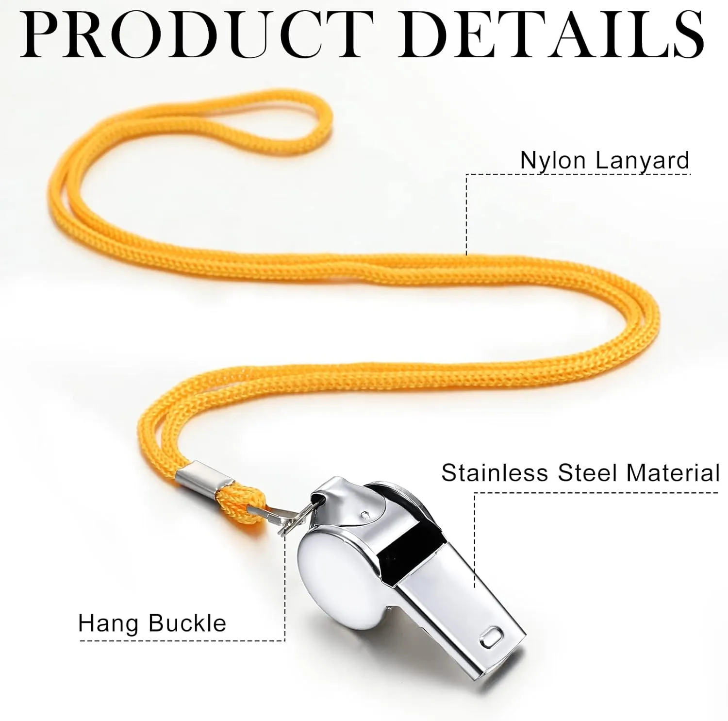 Kingdder 100 Pcs Metal Referee Whistle Bulk for Coach Whistles for Adults with Lanyard Stainless Steel Sports Whistle Emergency Loud Sound Whistle for Teachers Polices School Sports