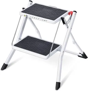 Kingrack 2 Step Ladder Folding Stool, Non-Slip Step Ladder, collapsible stool for adults, Heavy Duty 330Lbs Capacity Industrial Lightweight