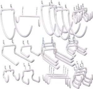 KINOMI 24 Pack Pegboard Hooks Heavy Duty Tool Hooks Peg Board Drill Holder Power Tool Holder Tool Hangers Peg Board Accessories and Hooks for Tools, Power Drills, Art and Craft Supplies etc (White)