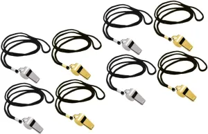 Kisangel 2sets Loud Survival Whistle Metal Craft Whistle with Lanyard for Emergency 4pcs*2