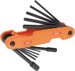 Klein Tools 70550 Hex Wrench Key Set, 11 SAE Sizes, Heavy Duty Folding Allen Wrench Tool with Extra Long Hex Keys