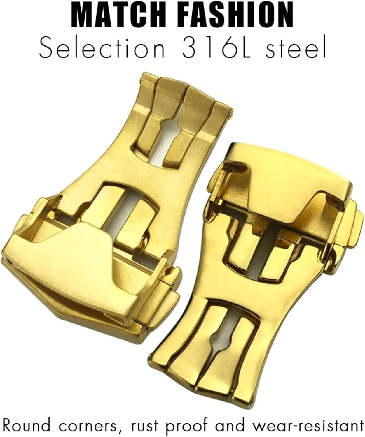 KLVN 18mm 20mm Pointed Deployment Watch Buckle For Omega Rubber Leather Strap Black Rose Gold Stainless Steel Butterfly Clasp