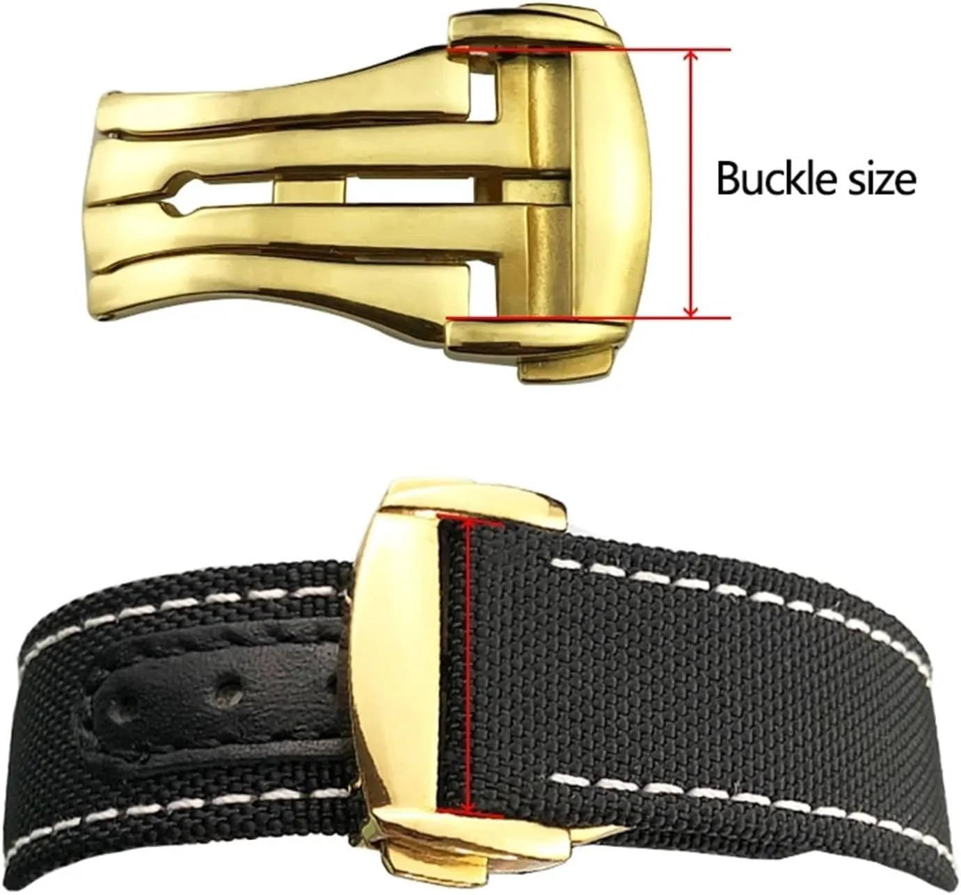 KLVN 18mm 20mm Pointed Deployment Watch Buckle For Omega Rubber Leather Strap Black Rose Gold Stainless Steel Butterfly Clasp
