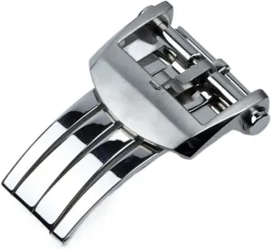 KLVN 316L Watch Band Folding Buckle For Breitling Clasp 18mm 20mm Silver Black Rose Gold Stainless For Silicone Leather Watchband(Silver Buckle)