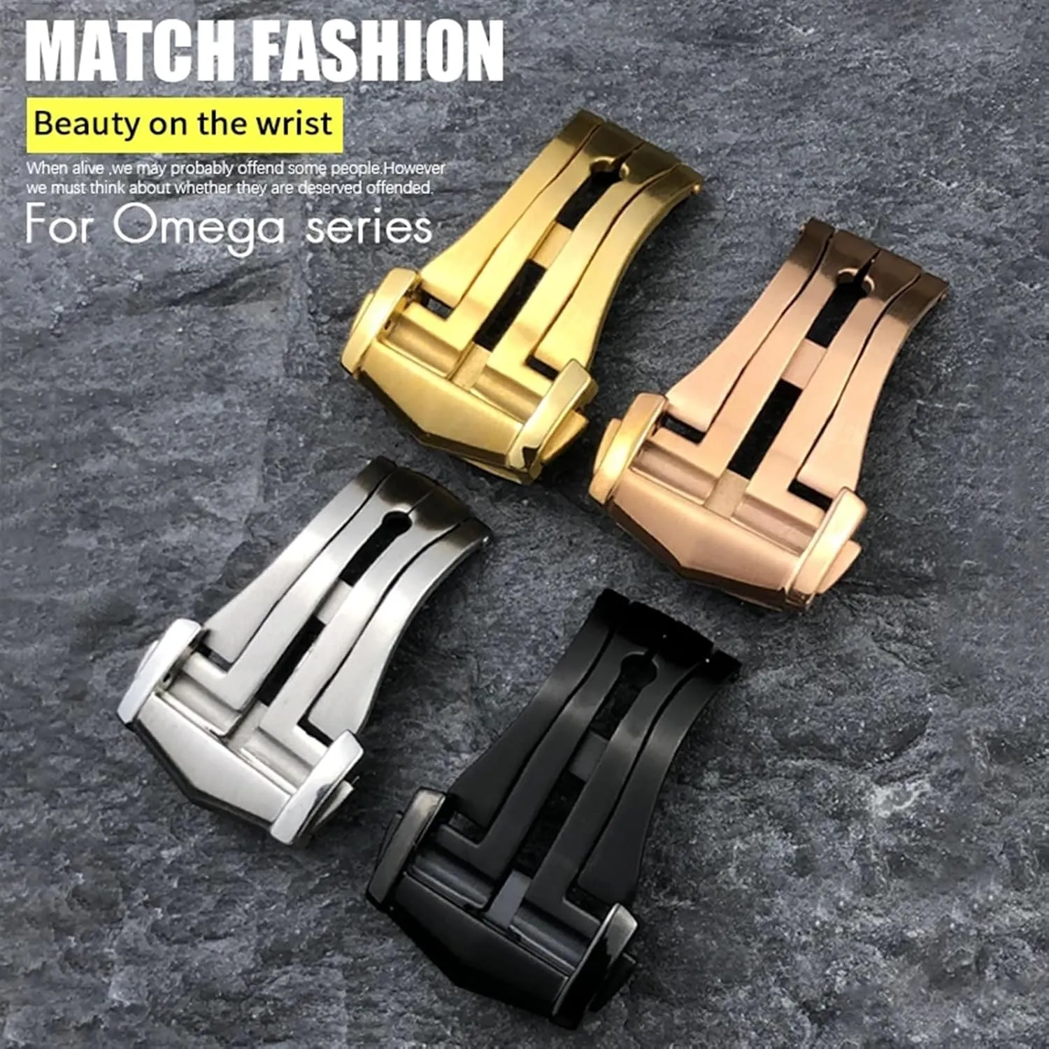 KLVN Deployment Watch Buckle Folding Clasp 16mm 18mm 20mm for Omega Leather Strap Rubber Band 316L Steel Black Silver Accessories