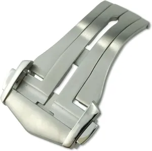 KLVN For Omega Leather Rubber Watch Strap Deployment Folding Clasp Accessories 18MM 20MM Quality Pointed Stainless Steel Bracele Buckle