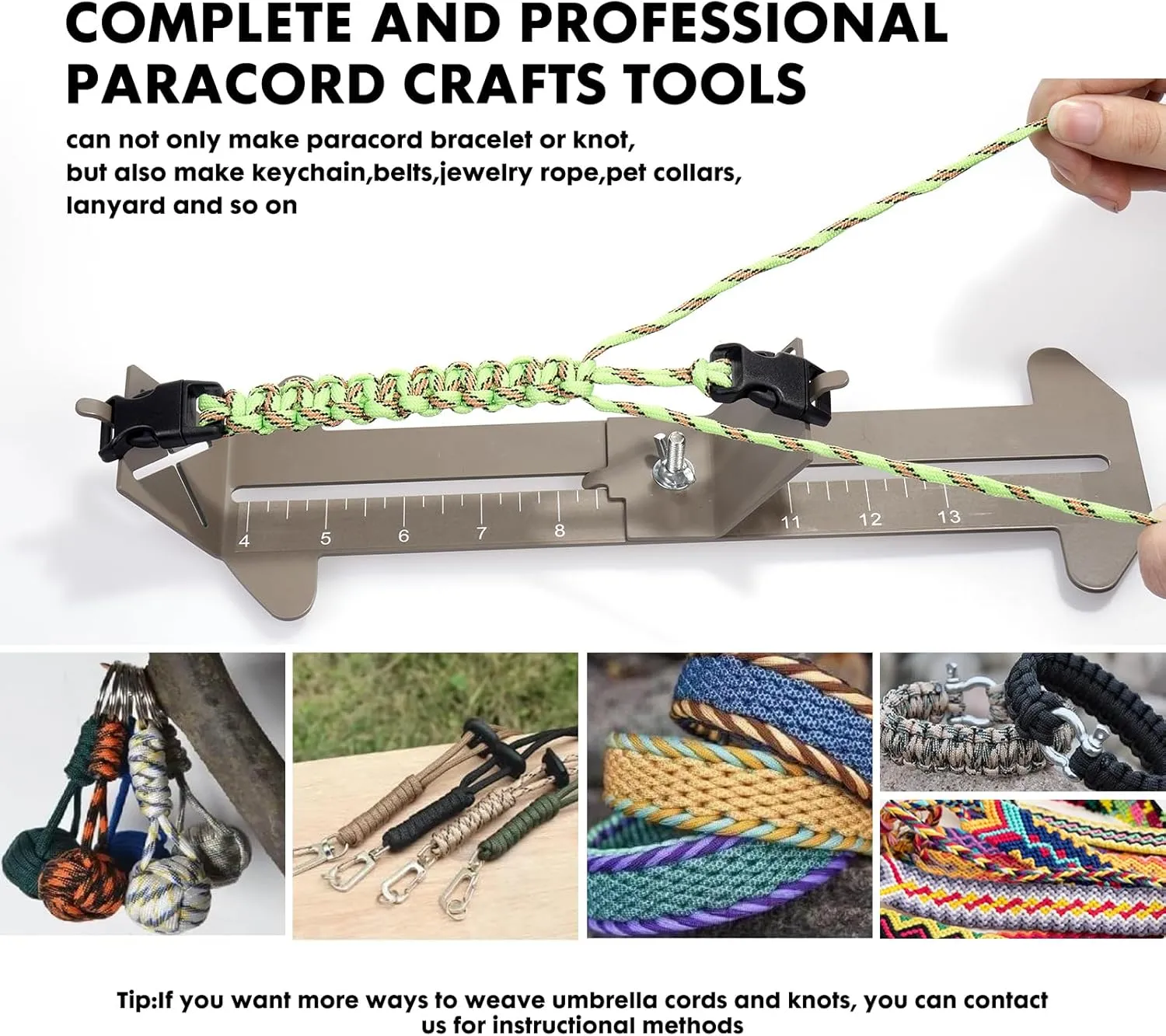 KOKKOYA Paracord Jig Tools Bracelet Making Kit Paracord Jig Weaving Tools Accessories Loom DIY Craft Maker with 5 Cords and 6 Buckles with Marlin Spike Kit (Army Green)