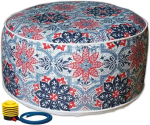 Kozyard Inflatable Ottoman Stool - Portable Round Pouf for Indoor/Outdoor Use - Perfect Small Foot Rest or Seating for Kids and Adults - Ideal for Camping or Home (Affinity)