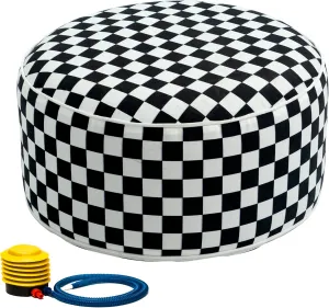 Kozyard Inflatable Ottoman Stool - Portable Round Pouf for Indoor/Outdoor Use - Perfect Small Foot Rest or Seating for Kids and Adults - Ideal for Camping or Home (Checker-Board)