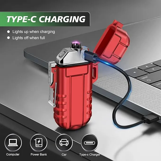 Lafagiet USB-C Rechargeable Lighter, Dual Electric arc, Waterproof, Flame-Less, Windproof Plasma lighters for Grill, Survival, Camping, Candle