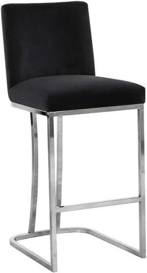 Lakeside Living Contemporary Velvet Upholstered Counter Stool with Polished Metal Legs, 16" W x 19.5" x 36.5" H, Ideal for Bar or Pub Tables