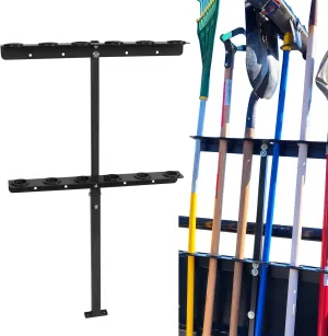 Landscape Hand Tool Rack for Truck Trailer, Vertical Hand Rack for Landscaping, Garage or Shed Walls Holds, 6 Tools for Shovels,Rakes,Hoes (M2 Black)