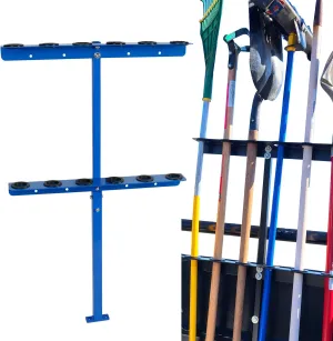 Landscape Hand Tool Rack for Truck Trailer, Vertical Hand Rack for Landscaping, Garage or Shed Walls Holds, 6 Tools for Shovels,Rakes,Hoes (M2 Blue)
