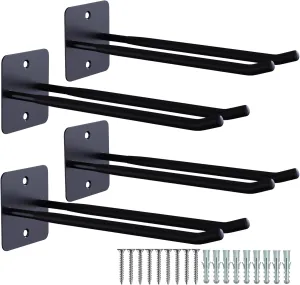 Large Garage Hooks Heavy Duty - 4 Pack 12.2" Long Garage Storage Utility Hooks, Wall Mount Ladder Hanger, Garage Organizer for Hanging Tool, Chairs, Hoses, Garden Tool, Bulk Items, Ropes, etc.