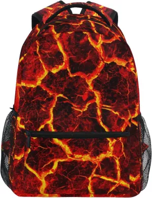 Lava Fire Volcano Texture Backpack Schoolbag With Name Tag Laptop Bookbag for College Travel Work for Men and Women