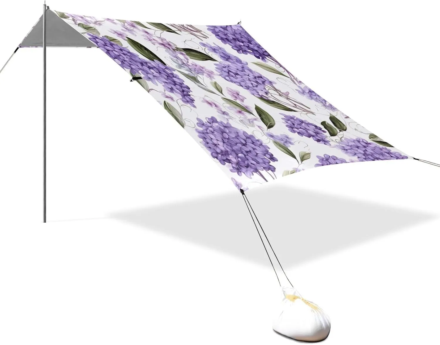 Lavender Floral Purple Print Canopy Beach Tent Outdoor Patio Sun Shade Shades Camping Sun Shelter 9.2 × 10.5 FT Waterproof with Poles Sandbags Easy