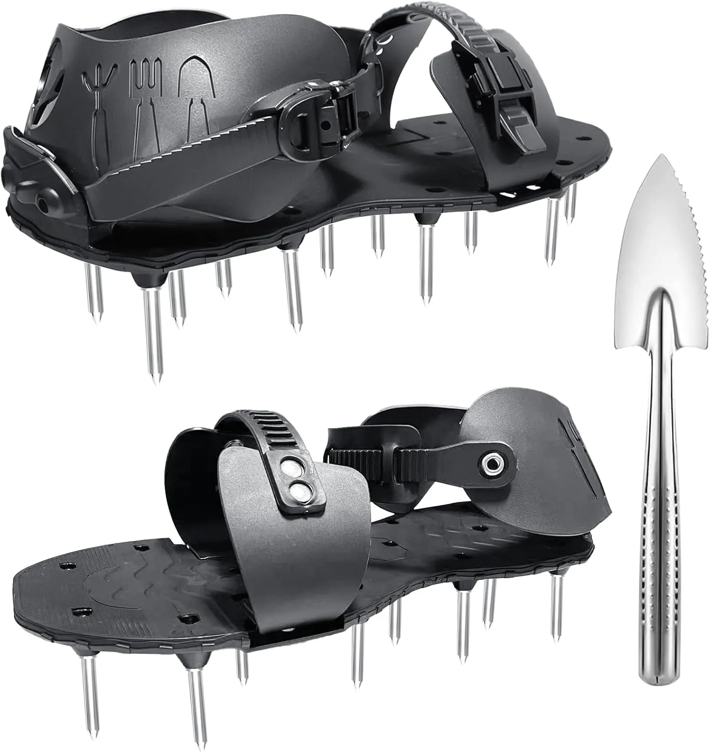 Lawn Aerator Shoes for Grass, Aerator Shoes for Lawn with Stainless Steel Shovel Aerator Lawn Tool, Spike Shoes for Men and Women Soil Yard Aerator Shoes