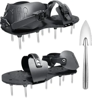 Lawn Aerator Shoes for Grass, Aerator Shoes for Lawn with Stainless Steel Shovel Aerator Lawn Tool, Spike Shoes for Men and Women Soil Yard Aerator Shoes