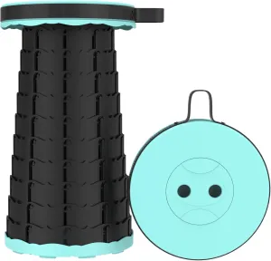 LB Portable Collapsible Retractable Folding Stool, Lightweight Telescoping Foldable Camping Stool for Adults for Outdoor Fishing Hiking Gardening Travel BBQ, Hunting, Indoor Activities (Teal Black)