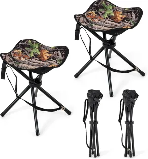 LDAILY 2 Pack Camo Hunting Stools, Sturdy Metal Frame, Lightweight Portable, 15.5" Seat Height, 330lbs Capacity, Square-shaped Cushion, Ideal for Hunting, Fishing, Camping