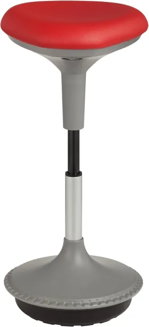 Learniture Adjustable Height Active Learning Stool for Office Desks and Classrooms, Foam-Padded Backless Wobble Stool with Rocking Motion, Red