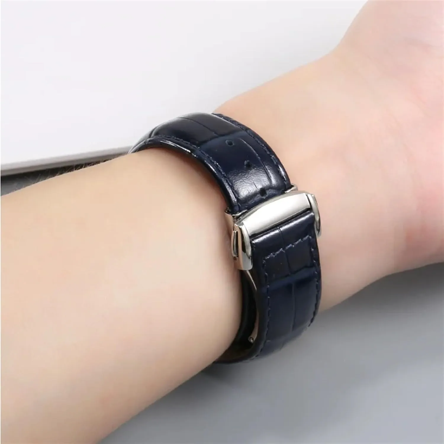 Leather Watch Strap For Omega Constellation Series Men Concave Interface Watchband With Folding Buckle