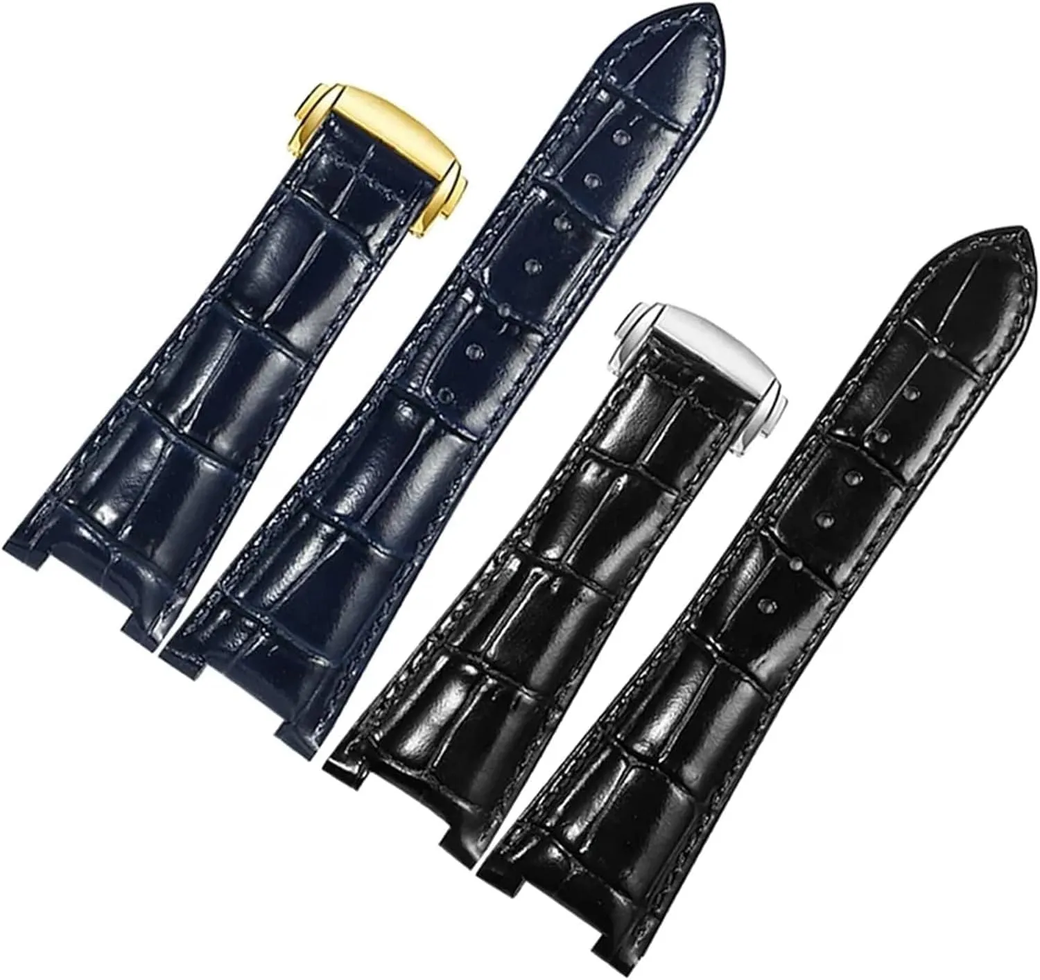 Leather Watch Strap For Omega Constellation Series Men Concave Interface Watchband With Folding Buckle
