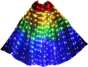 LED Lights Belly Dance Isis Wings Bellydance Glow Angel dance Wings with Telescopic Sticks Flexible Rods for Adults Rainbow Multicolor for Stage Show Halloween Christmas Party