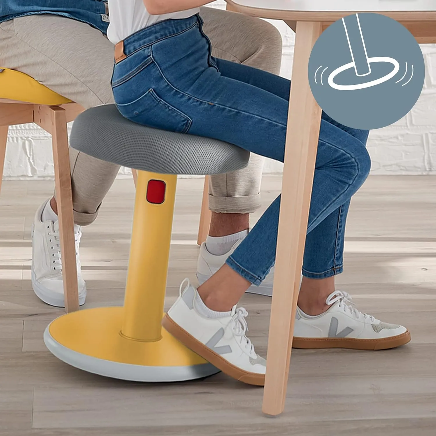 Leitz Active Sit Stand Stool - Ergonomic Height Adjustable 46cm to 79cm Wobble Chair, Round Swivel Office Desk Seat, Ergo Cosy Range, Warm Yellow, 65180019